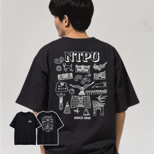 【2026新品上市】NTPU生活圖鑑插畫寬版短T_黑